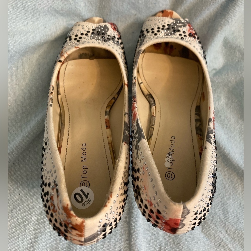 Top Moda Sparkly Floral Metallic Pumps Heels Size 10 - Picture 4 of 9